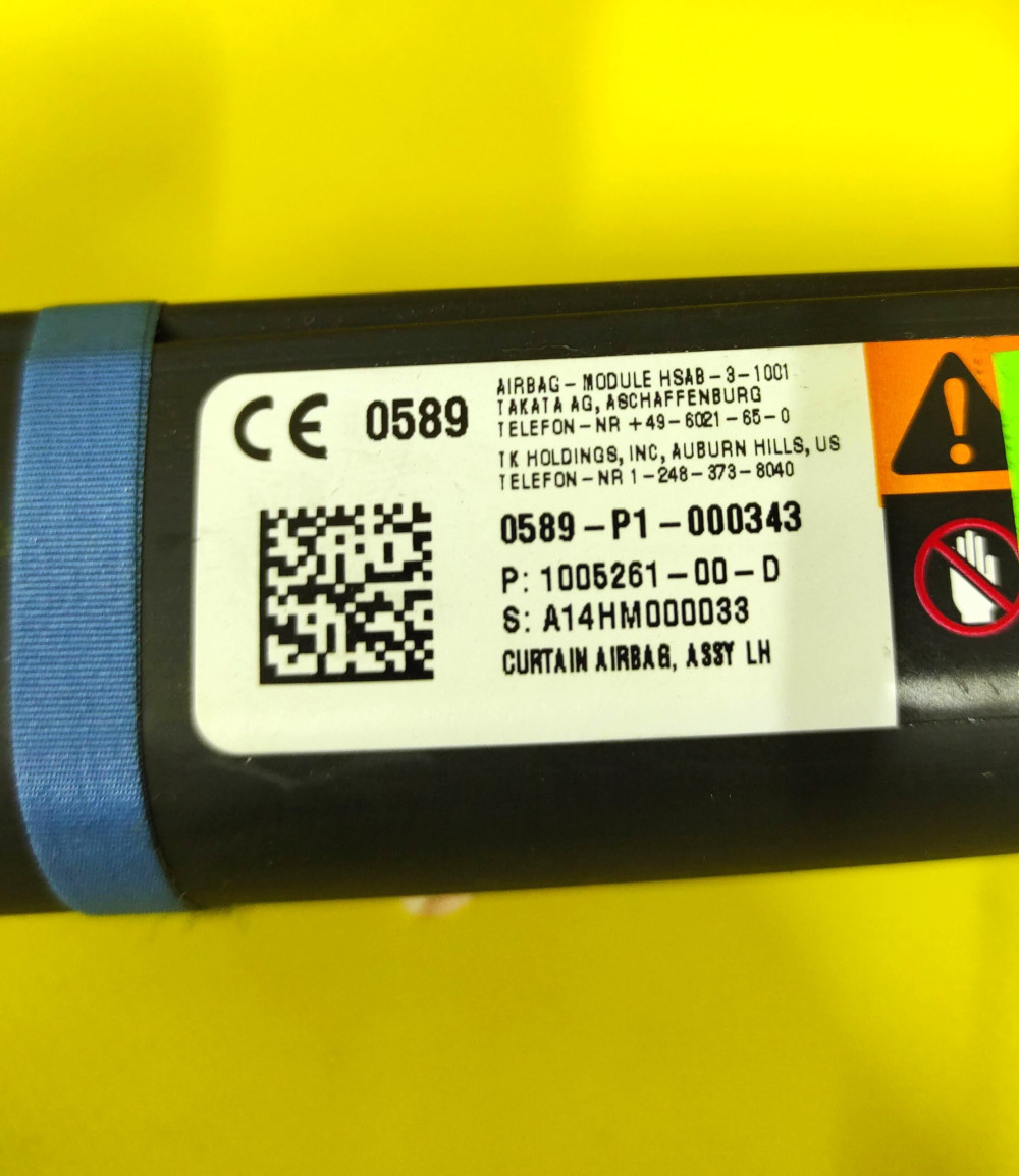 Подушка безопасности(штора) верхняя боковая левая Tesla Model S 2012-2021 1005261-00-D  Фото №3